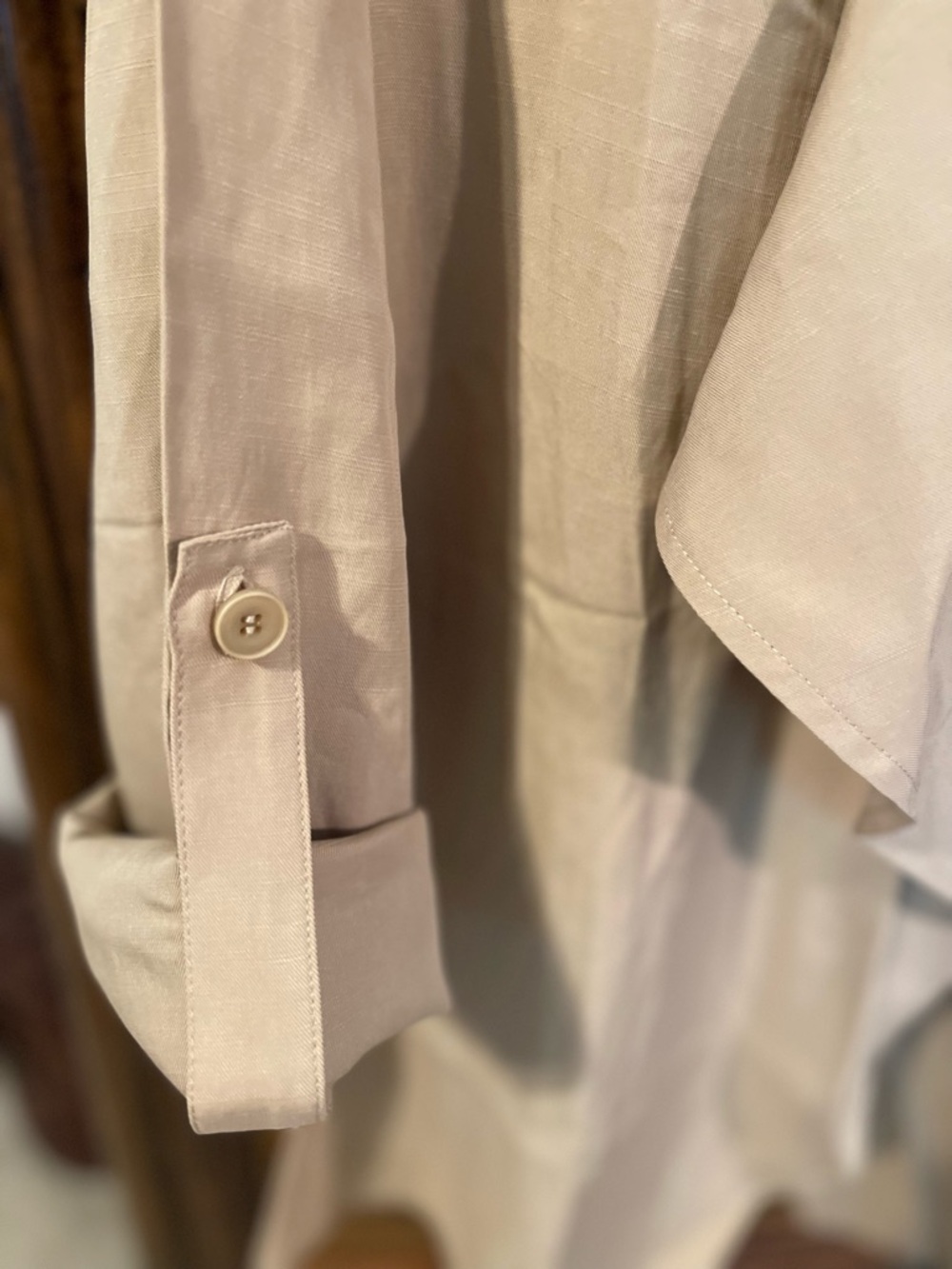Mystree Taupe Open Drape Trench Coat - Picture 3 of 5